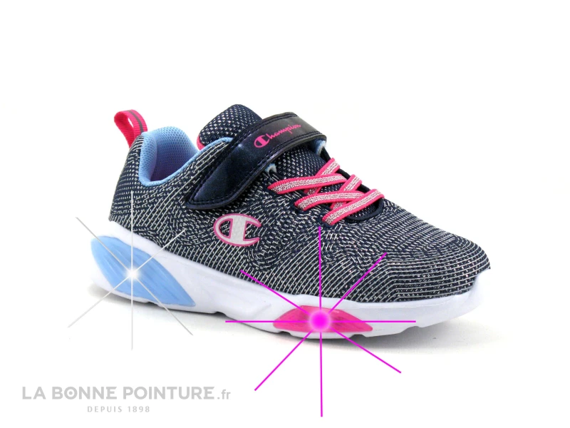 Champion WAVE G PS - Bleu Marine - Argent - Rose - Basket LED Fille 3 Champion WAVE G PS - Bleu Marine - Argent - Rose - Basket LED Fille