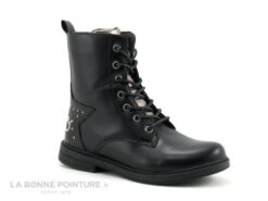 3 Pommes ATTAQUE Noir - Bottine Lacet Fille Avec Zip